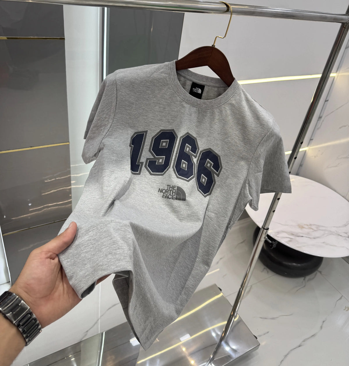 The North Face Grey Logo Print Premium T-Shirt