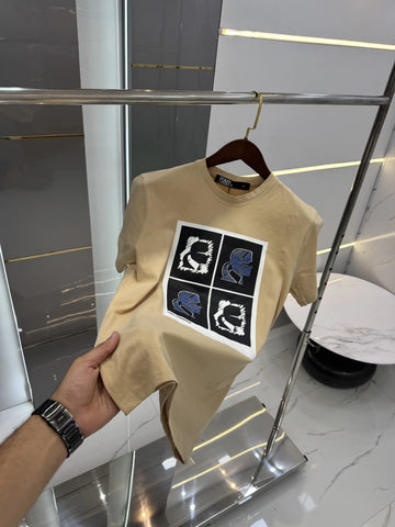 Karl Lagerfeld Beige Logo Print Premium T-Shirt