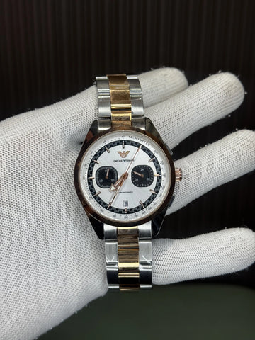 Emporio Arman i Racer Dual Tone White Premium Chronograph 
