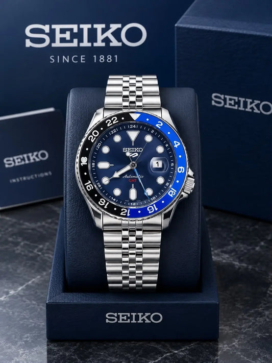 Seik o Gmt Silver Blue Premium Watch