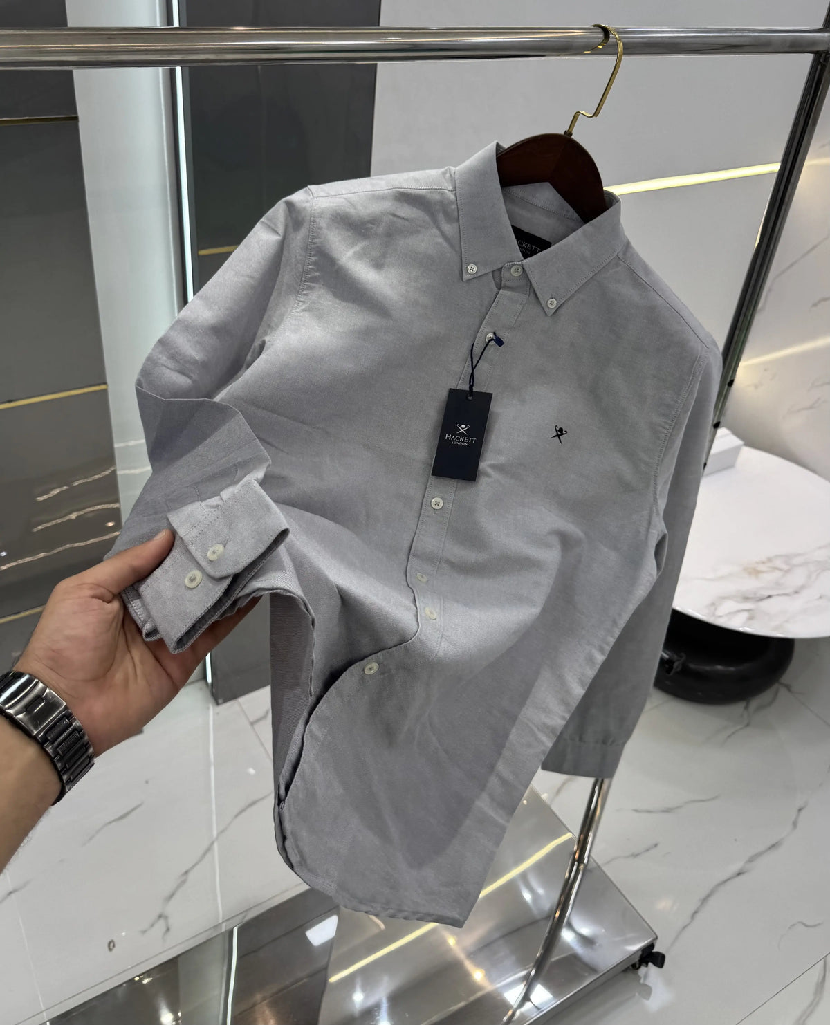 Hacket Grey Embroidery Logo Premium Shirt