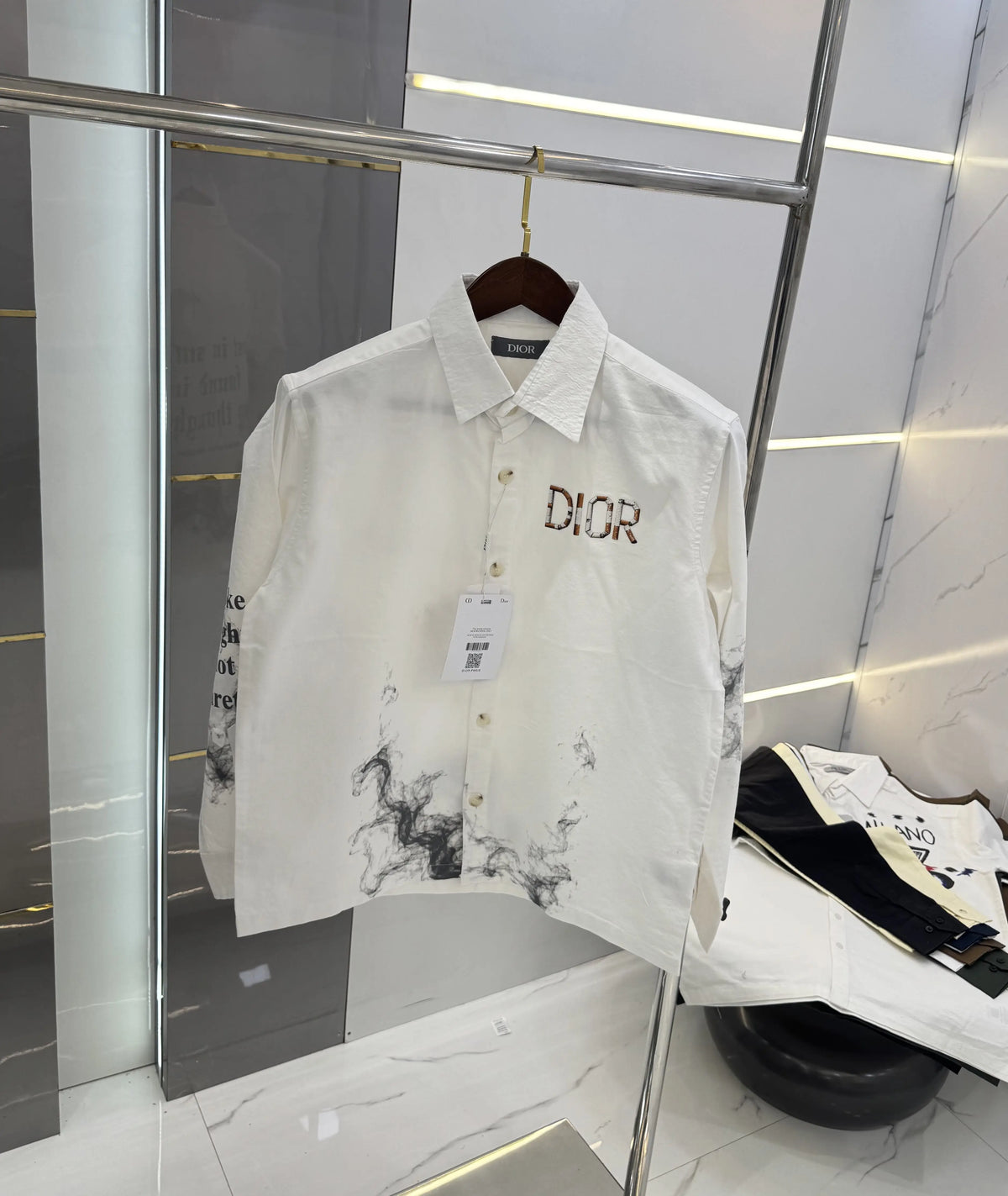 Christian Dio r White Printed Premium Shirt