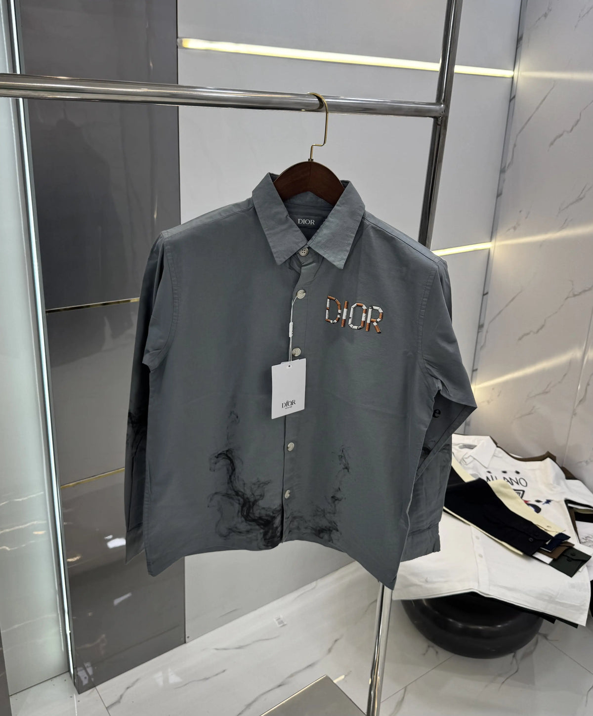 Christian Dio r Grey Printed Premium Shirt