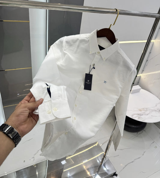 Hacket White Embroidery Logo Premium Shirt