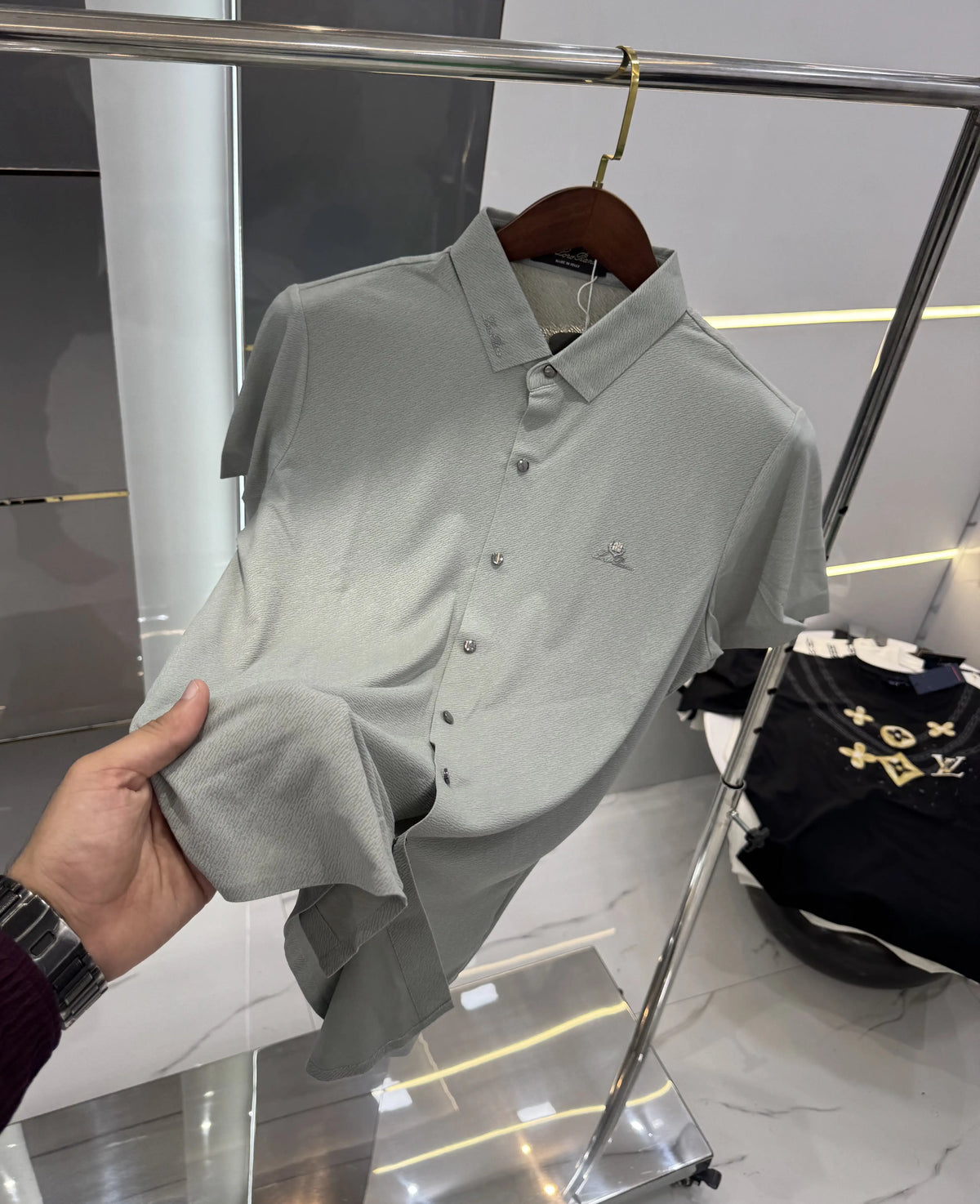 Lor o Piana Light Grey Imported Luxury Shirt