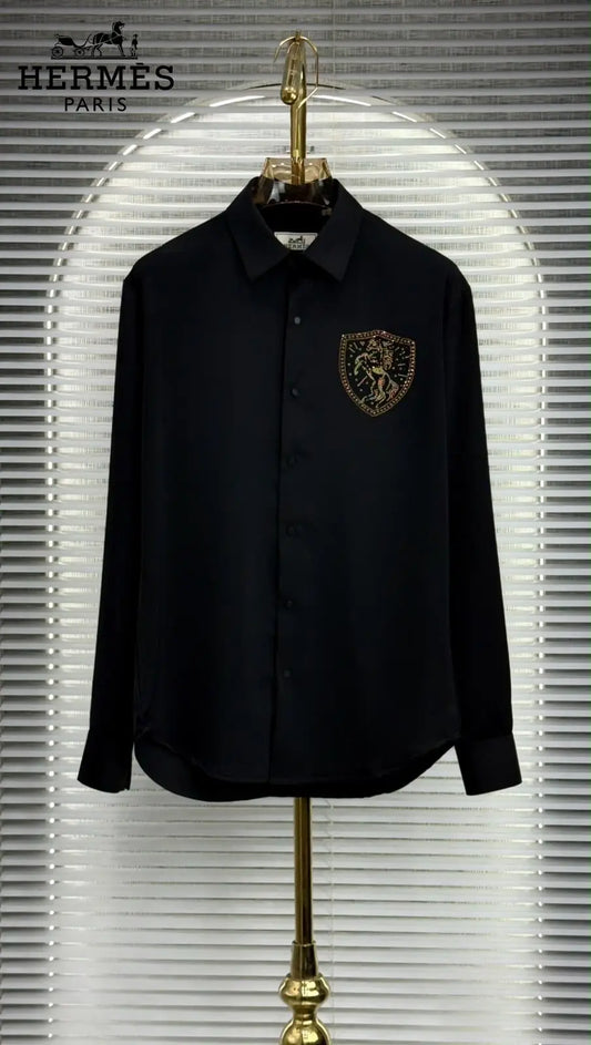 Herme s Black Luxury Shirt With Premium Box Packing