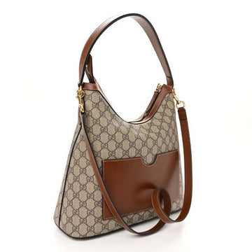 Gucc/I GG Supreme Monogram Linea A Hobo Brown With dust cover