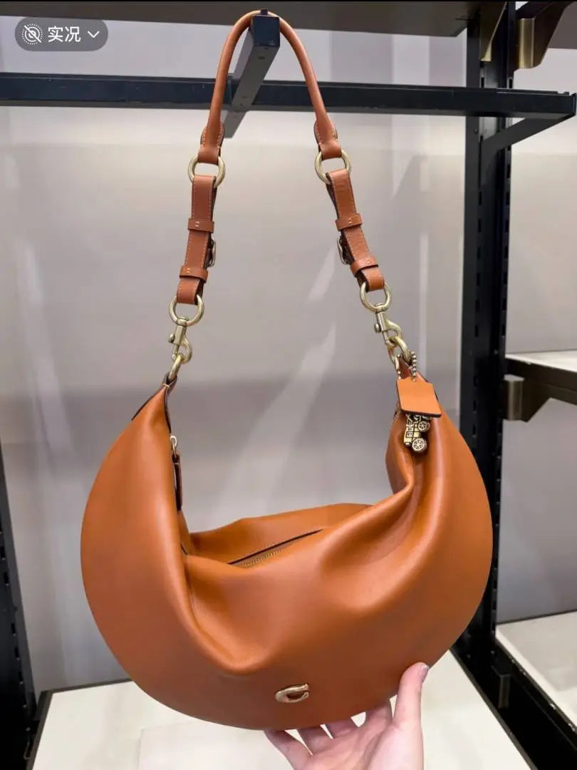 Coatch Paige Sling Bag amber brown natural grain leather High End Quality