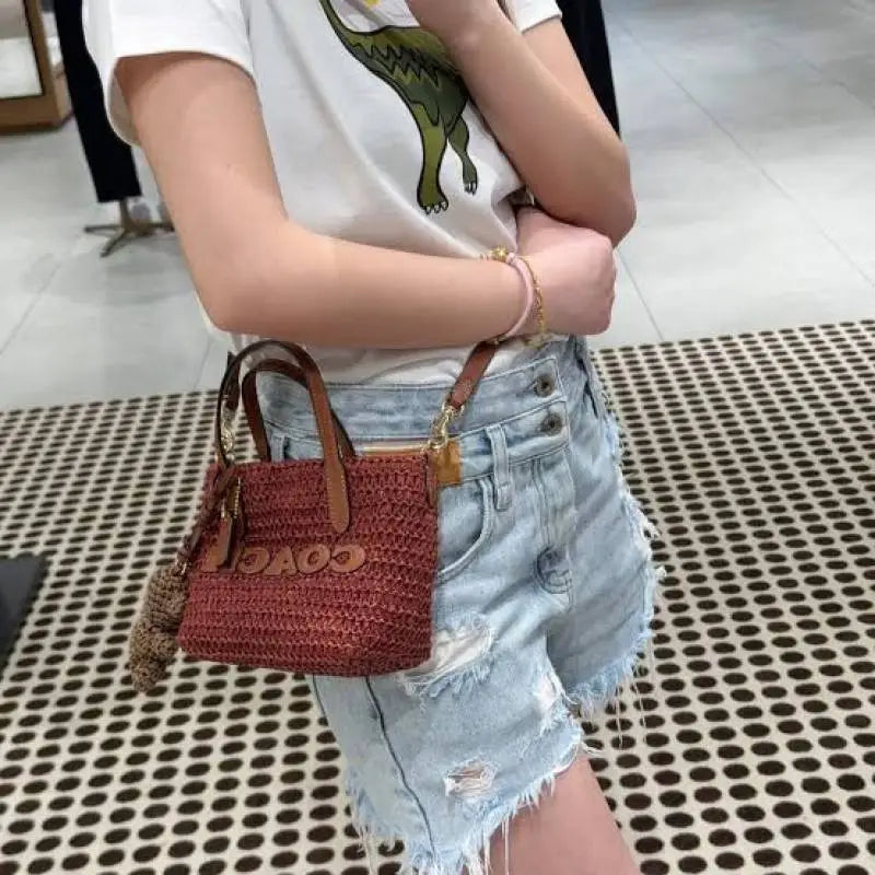 Coacch City Mini Tote Bag With Gingham Print Premium Quality